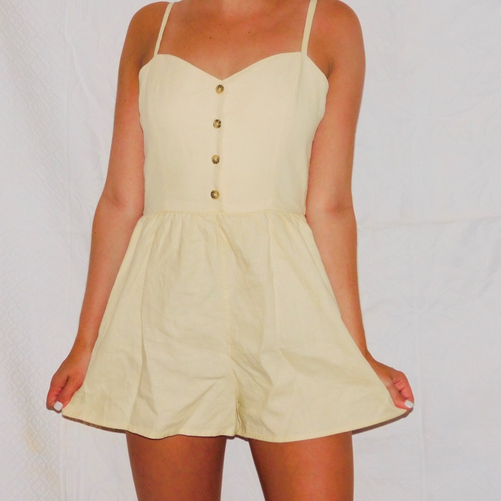 Pale Yellow Button Up Romper